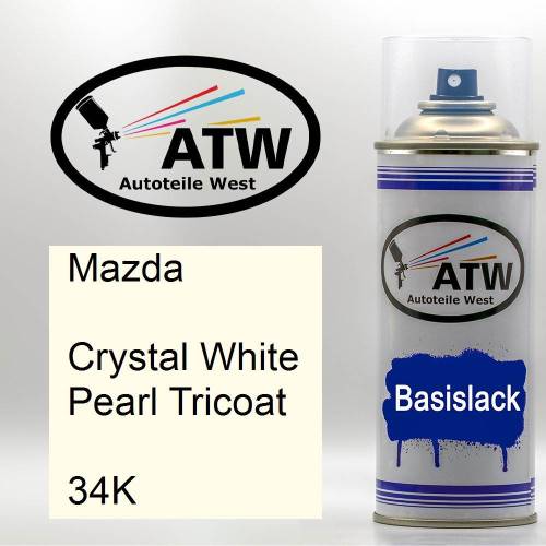 Mazda, Crystal White Pearl Tricoat, 34K: 400ml Sprühdose, von ATW Autoteile West.
